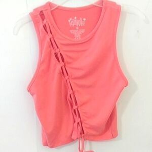 OG BABE GIRLS CORAL LACE-UP SLEEVELESS TOP SIZE  XS NWOT